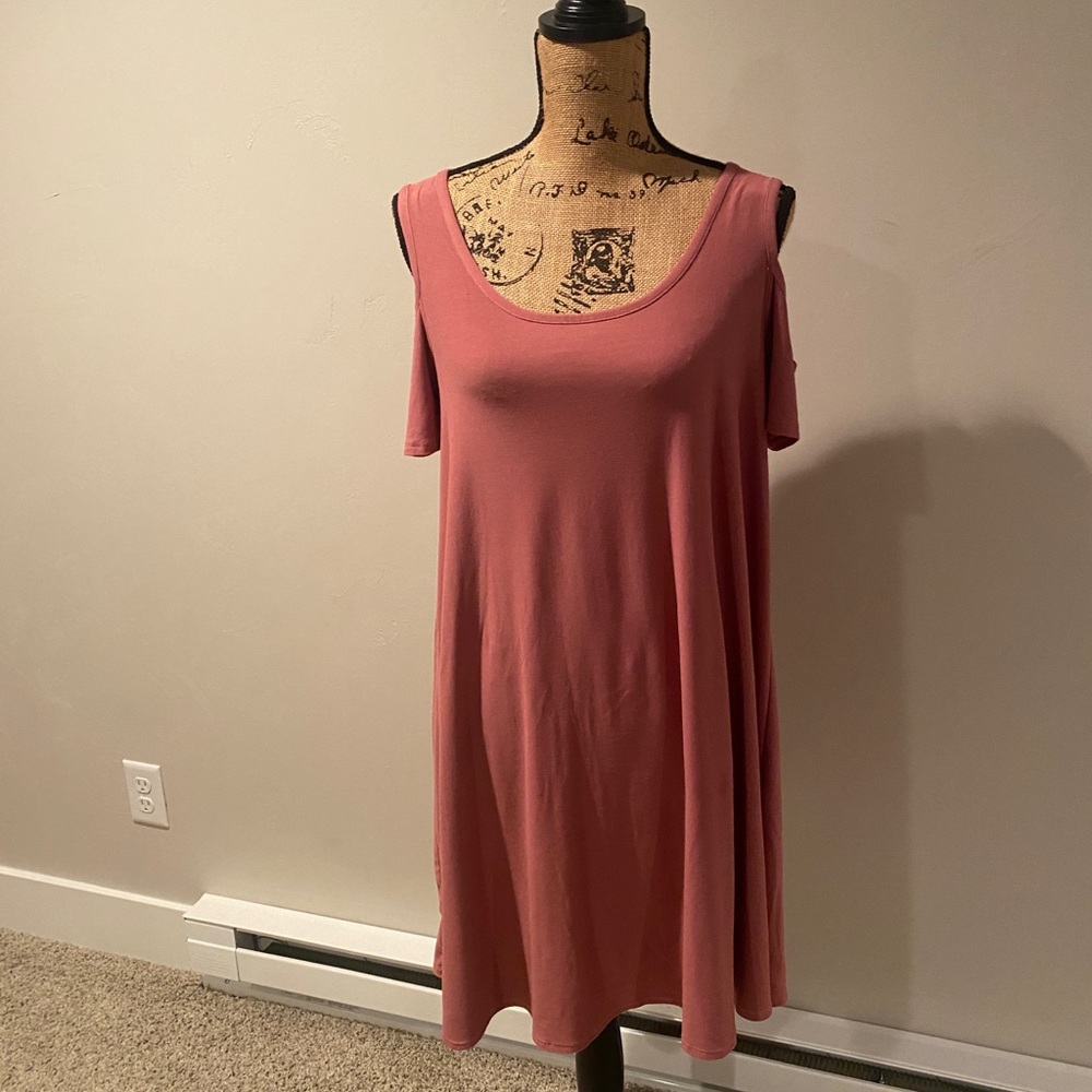 Planet Gold Pink Rose, Cold Shoulder, Short Sleeve Dress
